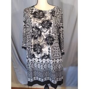 Alfani Black and White Floral Shift Dress
